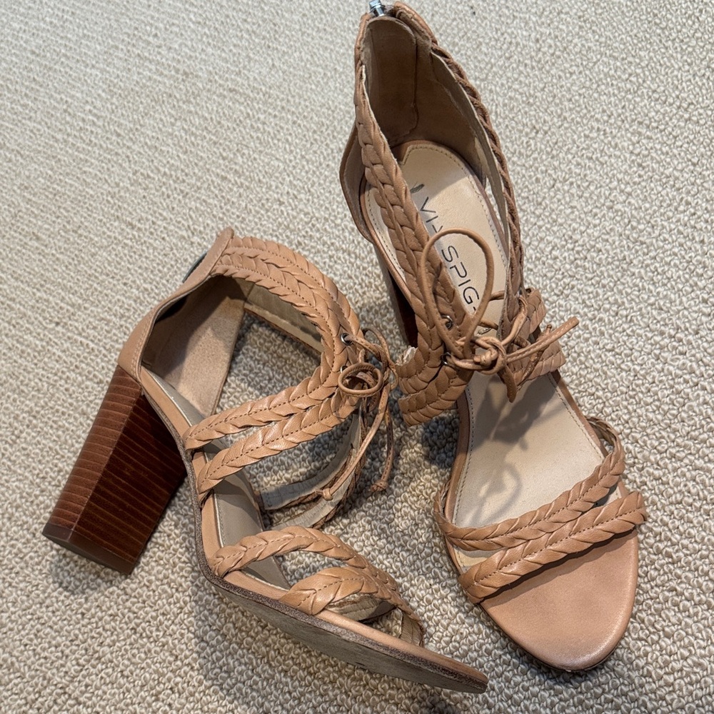 Via Spiga Brown Braided Heeled Sandals